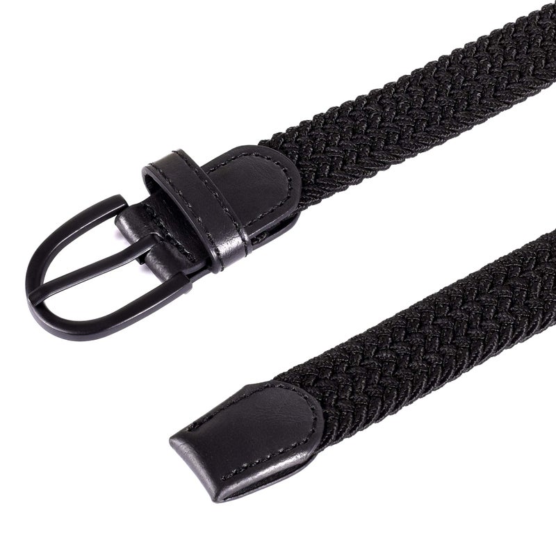 Mile High Life Young Boys Girls | Braided Stretch Elastic Belt | Pin Prong Buckle | Loop End Tip | 1" width (Black, Waist 22"-24â€) - Image 3